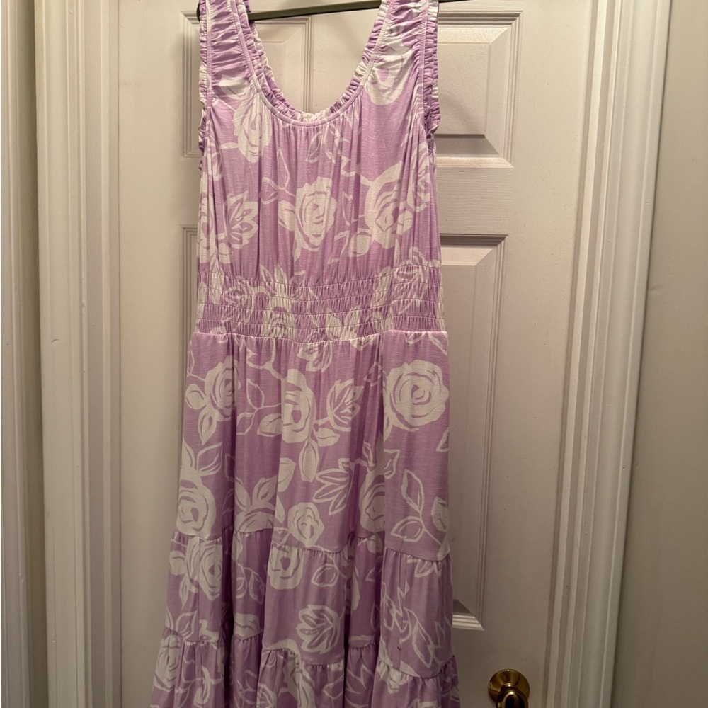 Lane Bryant Floral Lavender and White Sleeveless Dress 18/20